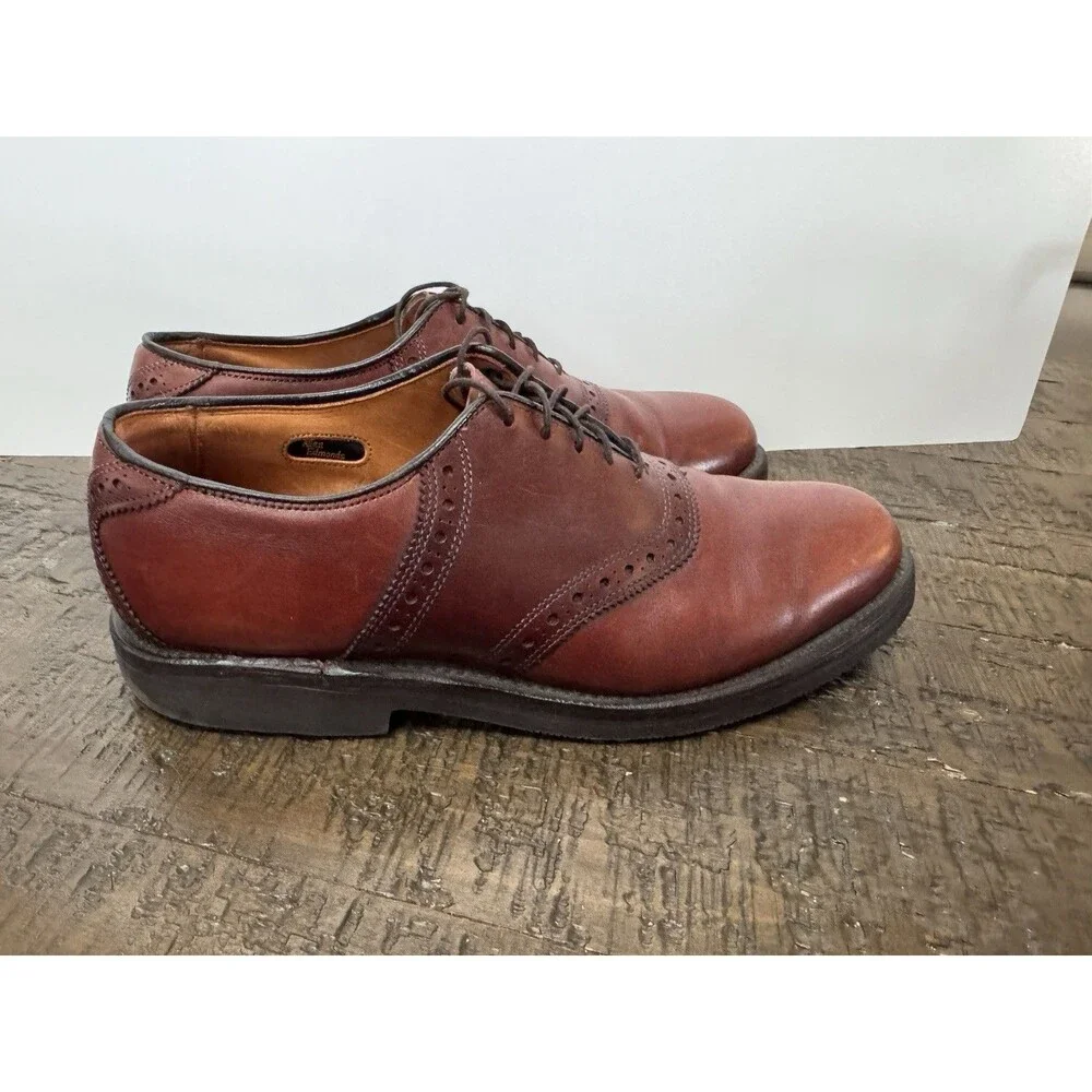 Allen Edmonds Shelton 8271 Burgundy Two Tone Saddle Oxford Dress Shoe 7.5 C